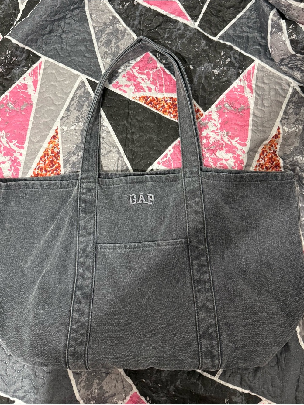 GAP Charcoal Canvas Tote with Sage Mini Pouch - Picture 2 of 4